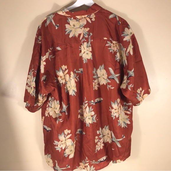 Men’s Summa Hawaiian XL Button Down Shirt Rust Colour Silk and Nylon. Vacation - Picture 6 of 9
